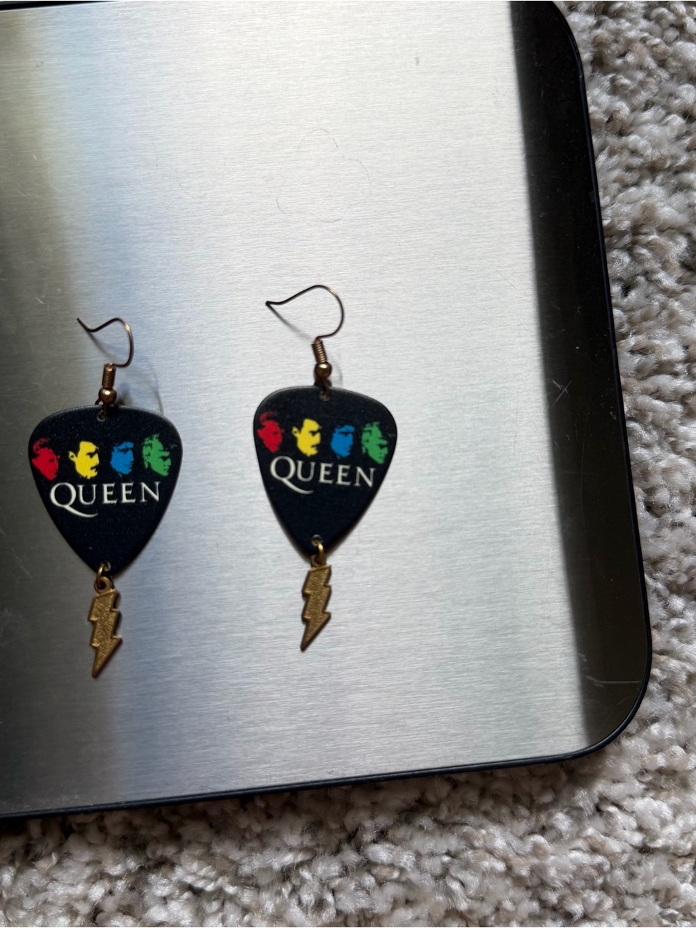 Queen Bohemian Rhapsody Lightning Bolt Guitar Pick Earrings